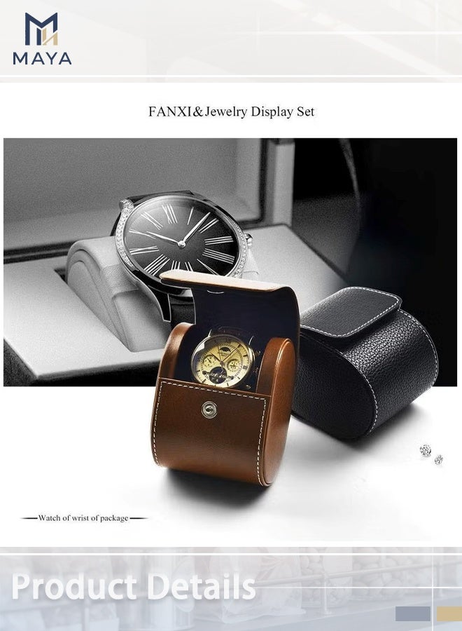 مايا علبة تخزين ساعات فاخرة من الجلد، حافظة ساعة واحدة للسفر، منظم ساعات رجالي للتخزين والعرض، هدية مثالية للذكرى السنوية وأعياد الميلاد. - Image 5